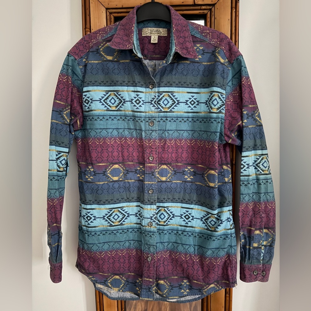 Cabelas vintage cotton chamois shirt Aztec print small